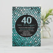 Verrassing 40e verjaardag zwart en Blauwgroen glit Kaart (Staand voorkant)