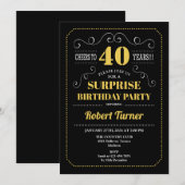 Verrassing 40e verjaardag - Zwart Goud Kaart (Voorkant / Achterkant)