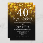 Verrassing 40e verjaardag - Zwart Goud Wit Kaart (Voorkant / Achterkant)