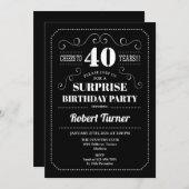 Verrassing 40e verjaardag - Zwart Wit Kaart (Voorkant / Achterkant)