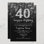 Verrassing 40e verjaardag - Zwart Zilver Kaart (Voorkant / Achterkant)
