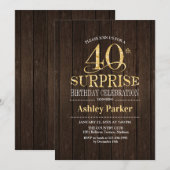 Verrassing 40e Verjaardagsfeest - Goud Hout Kaart (Voorkant / Achterkant)
