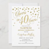 Verrassing 40e Verjaardagsfeest - Goud Wit Kaart (Voorkant)