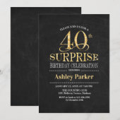 Verrassing 40e Verjaardagsfeest - Goud Zwart Kaart (Voorkant / Achterkant)