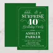 Verrassing 40e Verjaardagsfeest - Groen Wit Kaart (Voorkant / Achterkant)
