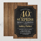 Verrassing 40e Verjaardagsfeest - Hout Goud Kaart (Voorkant / Achterkant)