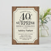 Verrassing 40e Verjaardagsfeest - Houten Patroon Kaart (Staand voorkant)