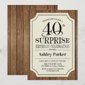 Verrassing 40e Verjaardagsfeest - Houten Patroon Kaart (Voorkant / Achterkant)