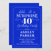 Verrassing 40e Verjaardagsfeest - Royal Blue White Kaart (Voorkant / Achterkant)