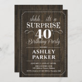 Verrassing 40e Verjaardagsfeest - Rustiek Hout Kaart (Voorkant / Achterkant)