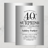 Verrassing 40e Verjaardagsfeest - Zilver Kaart (Voorkant / Achterkant)
