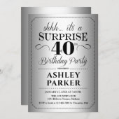 Verrassing 40e Verjaardagsfeest - Zilver Kaart (Voorkant / Achterkant)