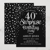 Verrassing 40e Verjaardagsfeest - Zilver & Zwart Kaart (Voorkant / Achterkant)
