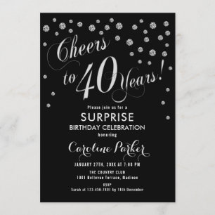 Verrassing 40e Verjaardagsfeest - Zilver Zwart Kaart