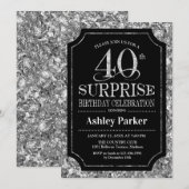 Verrassing 40e Verjaardagsfeest - Zilver Zwart Kaart (Voorkant / Achterkant)