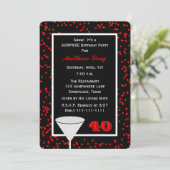 Verrassing 40e Verjaardagsfeestglas met Confetti Kaart (Staand voorkant)