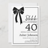Verrassing 40e Verjaardagsfeestje Black Bow Coquet Kaart (Voorkant)