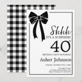 Verrassing 40e Verjaardagsfeestje Black Bow Coquet Kaart (Voorkant / Achterkant)