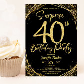 Verrassing 40e Verjaardagsfeestje Chic Zwart & Gou Kaart