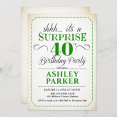Verrassing 40e verjaardagsfeestje - Wit Groen Kaart (Voorkant / Achterkant)