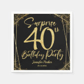 Verrassing 40e Verjaardagsfeestje Zwart & Goud Gli Servet (Voorkant)