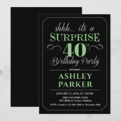 Verrassing 40e verjaardagsfeestje - Zwart Groen Kaart (Voorkant / Achterkant)