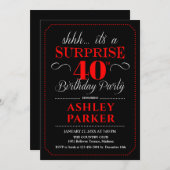 Verrassing 40e verjaardagsfeestje - Zwart Rood Wit Kaart (Voorkant / Achterkant)