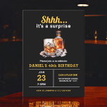 Verrassing 40e Whiskey Bourbon verjaardagsfeest Kaart<br><div class="desc">Hef een glas op om in stijl te vieren met deze Adult Whiskey Bourbon Birthday Party Invitation. Met een rustiek maar verfijnd ontwerp geïnspireerd door klassieke whiskylabels, is deze uitnodiging perfect voor liefhebbers van fijne geesten. Met gedurfde typografie en rijke, aardse tinten, het zet de stemming voor een nacht van...</div>