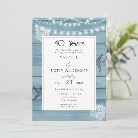 Verrassing 40ste verjaardag Strand Kaart (Staand voorkant)