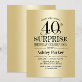 Verrassing 40ste Verjaardagsfeest - Goud Kaart (Voorkant / Achterkant)