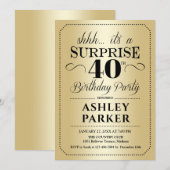 Verrassing 40ste Verjaardagsfeest - Goud Kaart (Voorkant / Achterkant)
