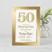 Verrassing 50e Gouden Verjaardagsfeest Kaart (Staand voorkant)