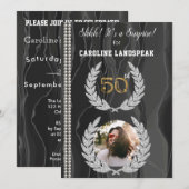 Verrassing 50e verjaardag foto, goud, parels & zij kaart (Voorkant / Achterkant)