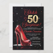 Verrassing 50e VERJAARDAG Goud Rood Hoge Hakken Vi Kaart (Voorkant)