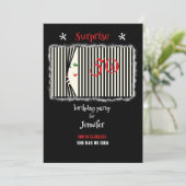 Verrassing 50e verjaardag partij Stripes venster Kaart (Staand voorkant)