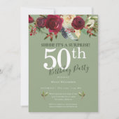 Verrassing 50e Verjaardag Party Red Rose Bloemen Kaart (Voorkant)