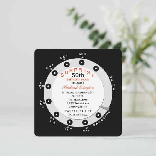 Verrassing 50e verjaardag Party uitnodiging Rotary (Staand voorkant)