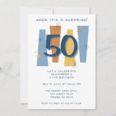 Verrassing 50e verjaardag Retro Midcentury Blauw Kaart (Voorkant)