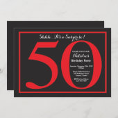 Verrassing 50e verjaardag rood en zwart schoolbord kaart (Voorkant / Achterkant)