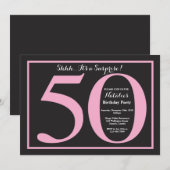 Verrassing 50e verjaardag roze en zwart schoolbord kaart (Voorkant / Achterkant)