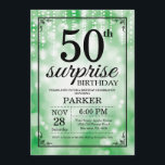 Verrassing 50e verjaardag uitnodiging Green Glitte<br><div class="desc">Verrassing 50e verjaardag uitnodiging met groene strijklichten met groene glitter achtergrond. Groene verjaardag. Verjaardag voor volwassenen. Mannen of vrouwen Bday Uitnodigen. 13e 15e 16e 18e 20e 21e 30e 40e 50e 60e 70e 80e 90e 100e, elke leeftijd. Voor verdere aanpassing klikt u op de knop "Aanpassen" en gebruikt u onze ontwerptool...</div>