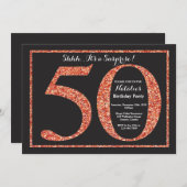 Verrassing 50e verjaardag uitnodiging Sinaasappel  (Voorkant / Achterkant)