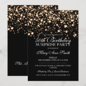Verrassing 50e verjaardagsfeest Gold Midnight Glam Kaart (Voorkant / Achterkant)