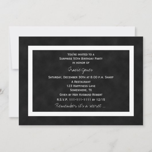 Verrassing 50e Verjaardagsfeest Uitnodiging Chalkb (Achterkant)