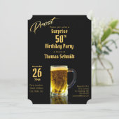 Verrassing 50e Verjaardagsfeestje Elegant Zwart &  Kaart (Staand voorkant)