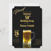 Verrassing 50e Verjaardagsfeestje Elegant Zwart &  Kaart (Voorkant)