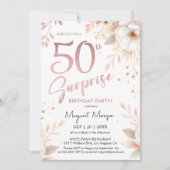 Verrassing 50e Verjaardagsfeestje Roos Goud Meisje Kaart (Voorkant)