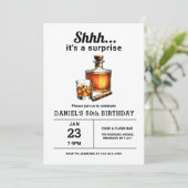 Verrassing 50e Whiskey Cigar Bourbon Verjaardagsfe Kaart (Staand voorkant)