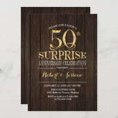 Verrassing 50ste huwelijksverjaardag hout goud kaart (Voorkant / Achterkant)