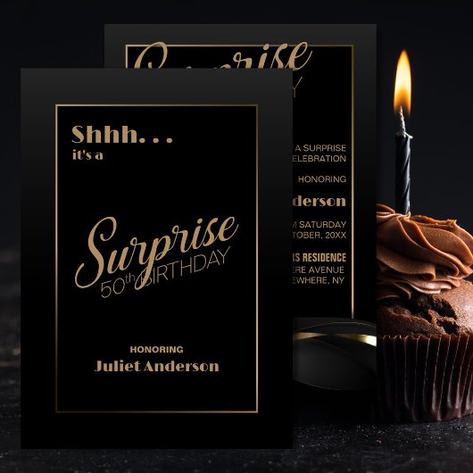 Verrassing 50ste verjaardag Black Gold Party uitno Kaart